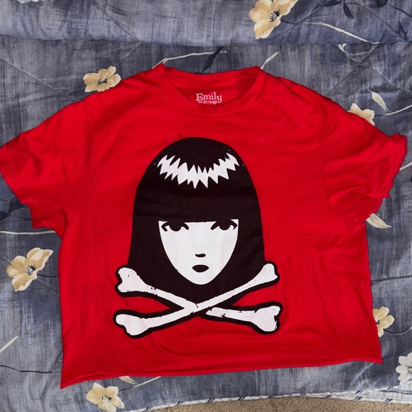 Emily The Strange Tops - Emily The Strange Red Graphic Crop Top
